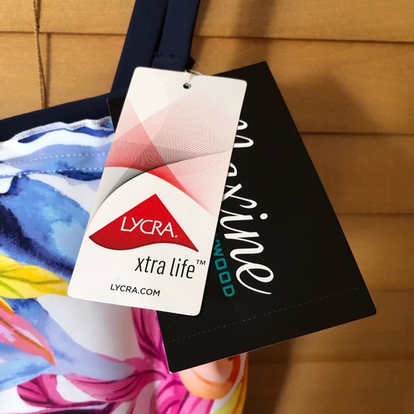 MAXINE NWT CONGA RUFFLE TNKINI IN FLORAL/ NAVY BLUE ADJUSTABLE STRAPS SIZE 8 - Picture 3 of 8